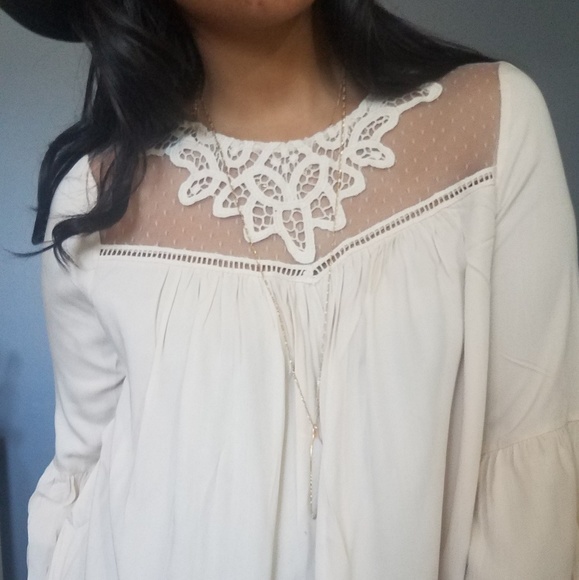 🏷CLEARANCE BOHO CREAM EMBROIDERED TUNIC TOP - Picture 5 of 5